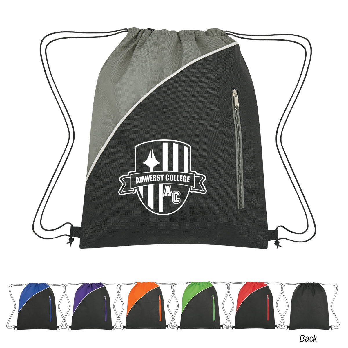 Non-Woven Drawstring Pack With Front Zipper