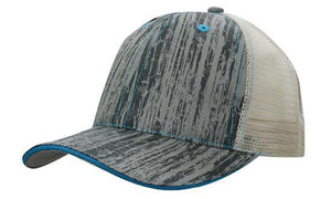 6 Panel Woodprint Poly Twill Mesh Cap - Custom Embroidered