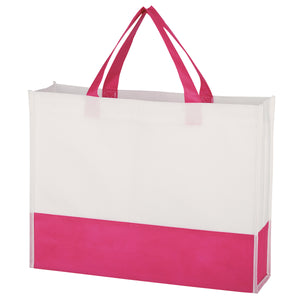 Non-Woven Prism Tote Bag - White With Fuchsia