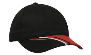 6 Panel Brushed Cotton Cap 3 Colour Peak - Custom Embroidered