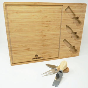 Bamboo Cheeseboard with 3 Utensils - Natural