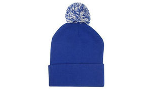 Knitted Acrylic Beanie with Pom Pom - Custom Embroidered