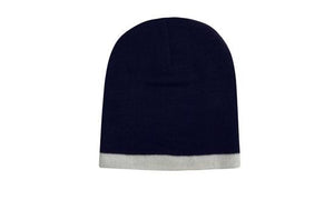 Acrylic 2 Tone Rolled Down Beanie - Custom Embroidered