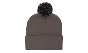 Knitted Acrylic Beanie with Pom Pom - Custom Embroidered