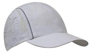 4 Panel Sports Cap with Mesh Inserts and Frabic Covered Touch Strap - Custom Embroidered