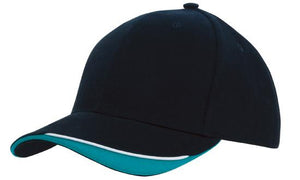 6 Panel HBC Cap with Peak Indent & Sandwich - Custom Embroidered