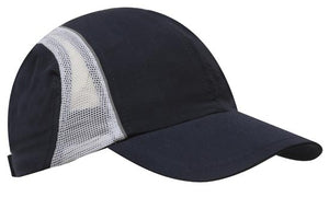 4 Panel Sports Cap with Mesh Inserts and Frabic Covered Touch Strap - Custom Embroidered