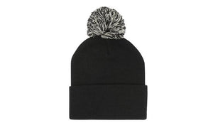 Knitted Acrylic Beanie with Pom Pom - Custom Embroidered