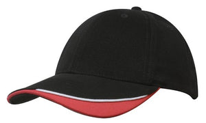 6 Panel HBC Cap with Peak Indent & Sandwich - Custom Embroidered