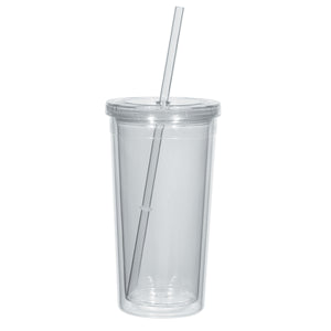 24 Oz. Double Wall Acrylic Tumbler With Straw