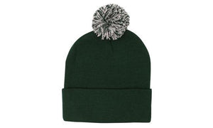 Knitted Acrylic Beanie with Pom Pom - Custom Embroidered