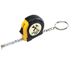 Rubber Tape Measure Key Tag With Laminated Label