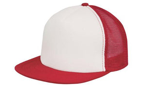 5 Panel Mesh Back Cap with Flat Peak - Custom Embroidered