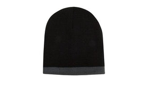 Acrylic 2 Tone Rolled Down Beanie - Custom Embroidered