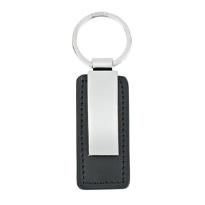 Leatherette Key Tag - Silver With Black