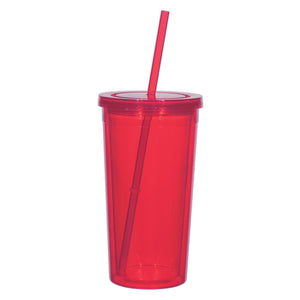 24 Oz. Double Wall Acrylic Tumbler With Straw