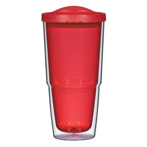 24 Oz. Biggie Tumbler With Lid - Clear With Red