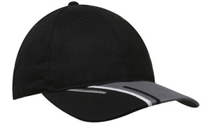 6 Panel Brushed Cotton Cap 3 Colour Peak - Custom Embroidered