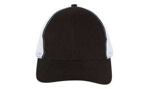 6 Panel Brush Cotton Cap with Mesh Back - Custom Embroidered