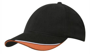 6 Panel HBC Cap with Peak Indent & Sandwich - Custom Embroidered