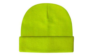 Hi - Vis Knitted Acrylic Beanie - Custom Embroidered