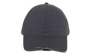 6 Panel Chino Cap with Distressed Peak - Custom Embroidered -