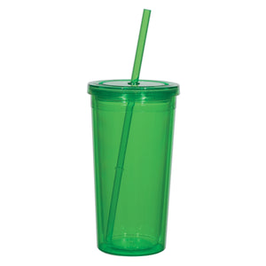 24 Oz. Double Wall Acrylic Tumbler With Straw