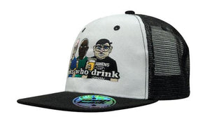 6 Panel Mesh Back Cap with Flat Peak - Custom Embroidered