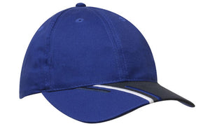 6 Panel Brushed Cotton Cap 3 Colour Peak - Custom Embroidered