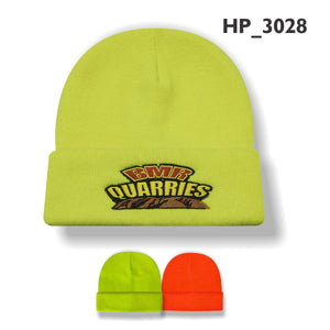 Hi - Vis Knitted Acrylic Beanie - Custom Embroidered