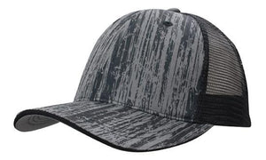 6 Panel Woodprint Poly Twill Tone Mesh Cap - Custom Embroidered