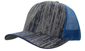 6 Panel Woodprint Poly Twill Tone Mesh Cap - Custom Embroidered